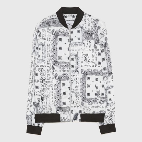 Zara Mens Bomber Jacket Paisley Bandana 